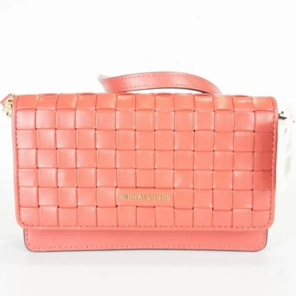 Michael Kors Jet Set Leather Woven Phone Crossbody - Picture 8 of 8